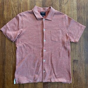 Todd Snyder Knit Houndstooth Red Orange Knit Polo Size Medium